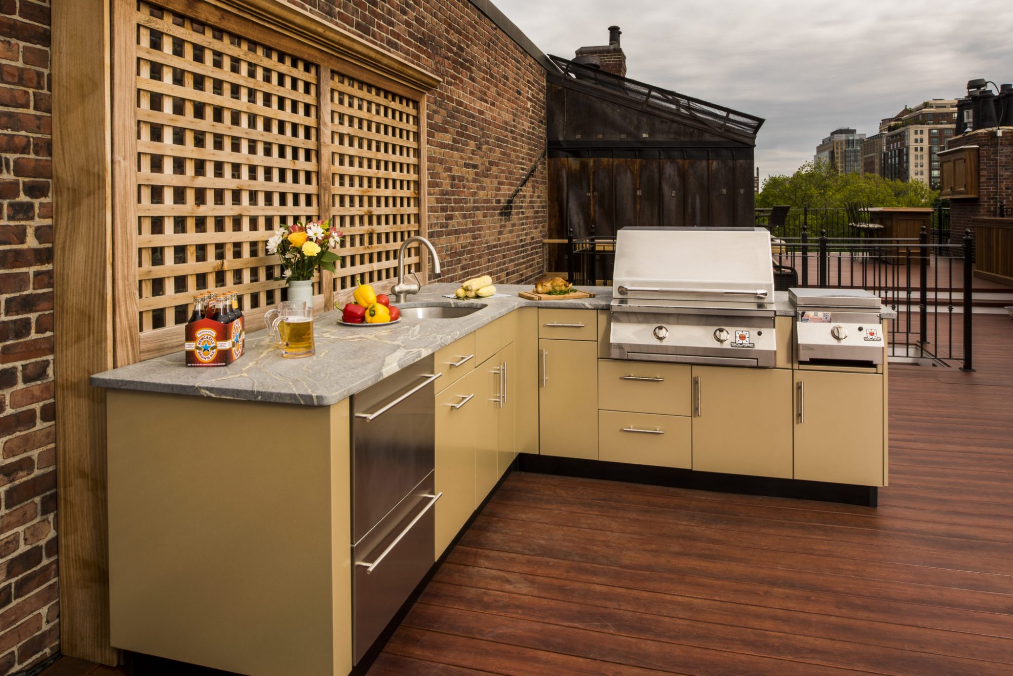 Powder Coated L-Shaped Outdoor Kitchen 
