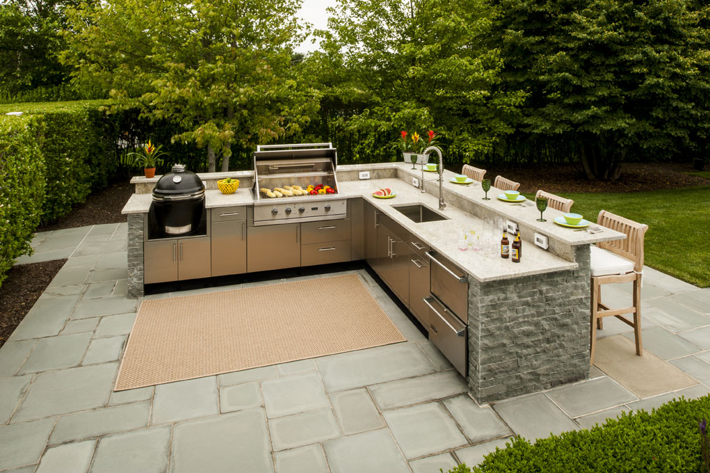 L Shaped Outdoor Kitchen Design, L Shaped Outdoor Kitchen With Bar Plans