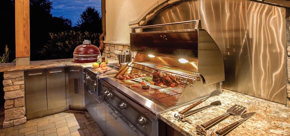 Outdoor Kitchen With A Grill & Smoker
