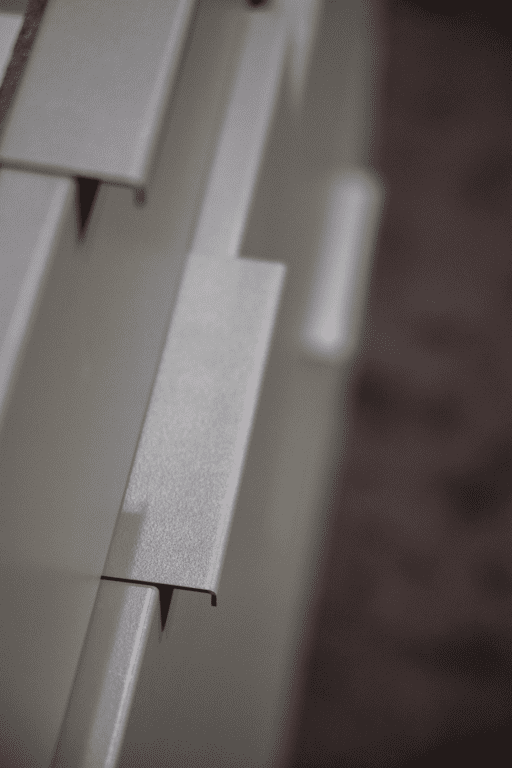Closeup of the Tab Pull Handles on cabinets