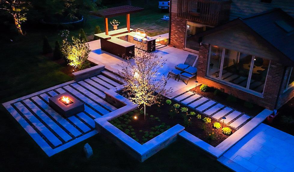 Outdoor kitchen seamlessly integrated into landscape design